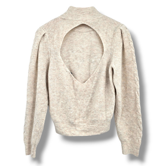 1.State Women's Brushed Knit Mock Turtleneck Open Cut Out Back Sweater Size M - Picture 3 of 14